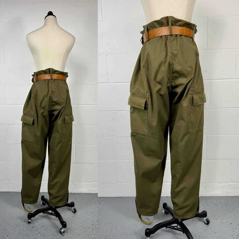 Vintage 80s Czech Army M85 Combat Cargo Pants Khaki Cotton Double Knee XL 40x32